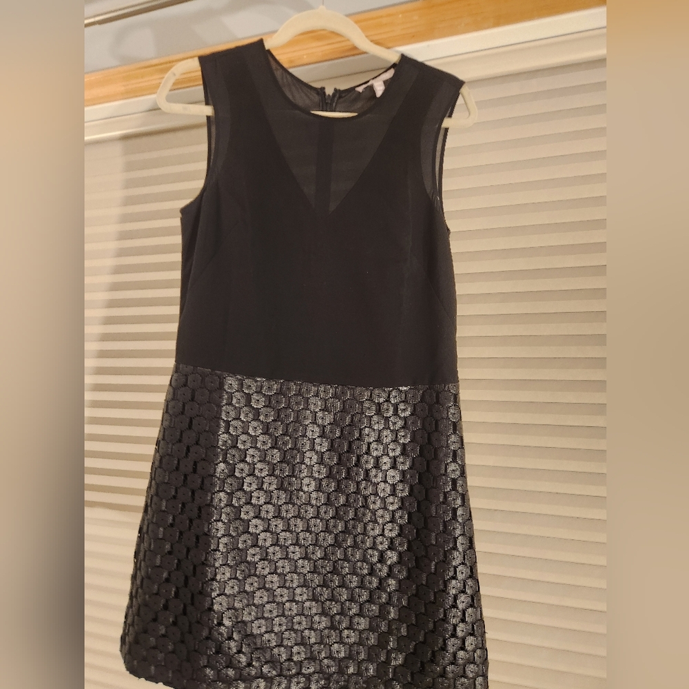 Banana Republic Black and Gols Mini Dress, Size 10P